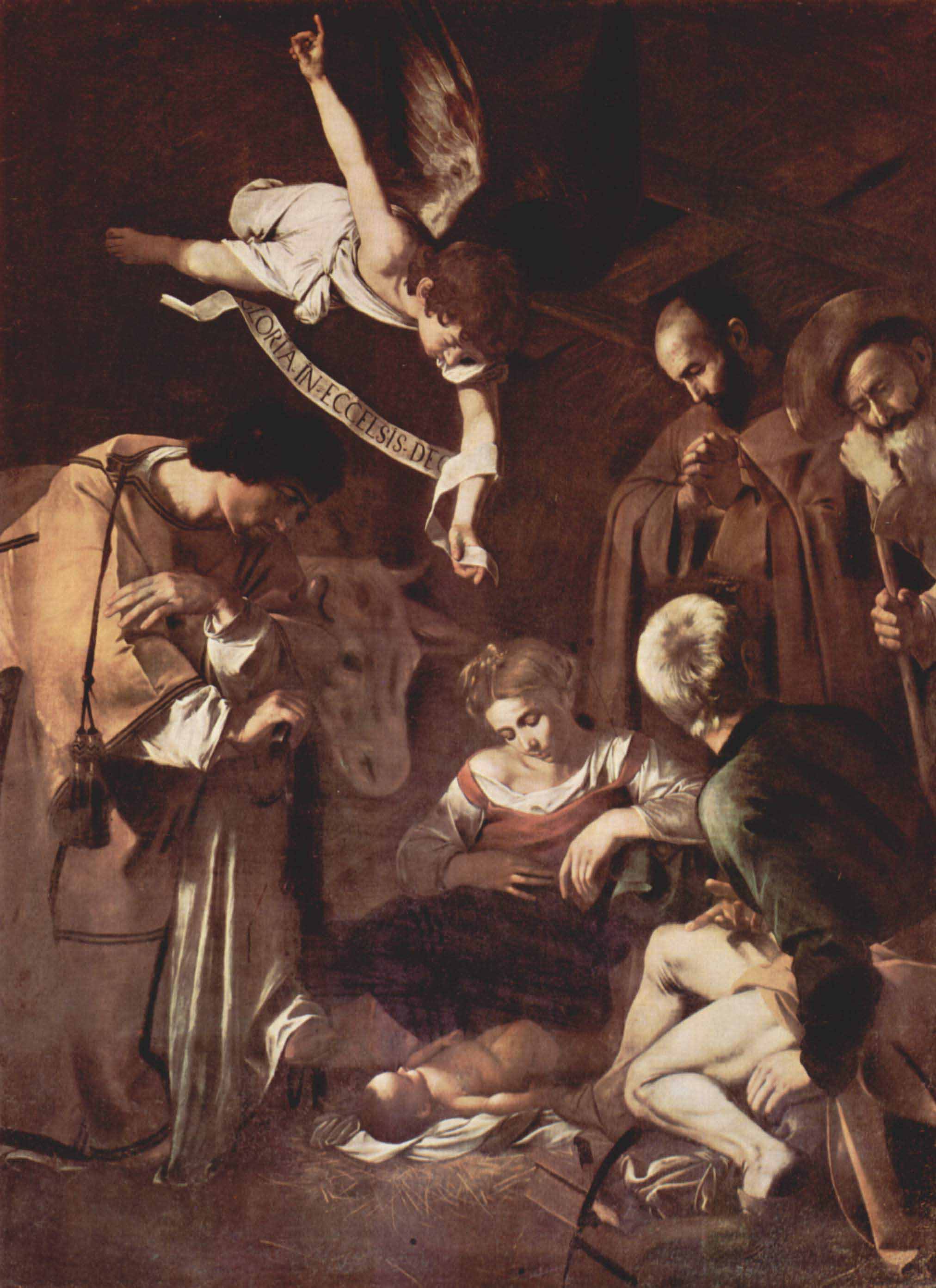 Caravaggio Nativity with St. Francis and St Lawrence