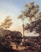 Canaletto, Capriccio: River Landscape with a Column f