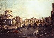Canaletto Capriccio: The Grand Canal, with an Imaginary Rialto Bridge and Other Buildings fg oil painting artist