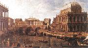 Canaletto, Capriccio: a Palladian Design for the Rialto Bridge, with Buildings at Vicenza