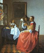 JanVermeer A Lady and Two Gentlemen Germany oil painting reproduction
