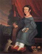 Anonymous Girl with A Grey Cat France oil painting reproduction