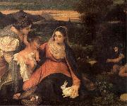 Titian The Virgin with the rabbit oil painting artist