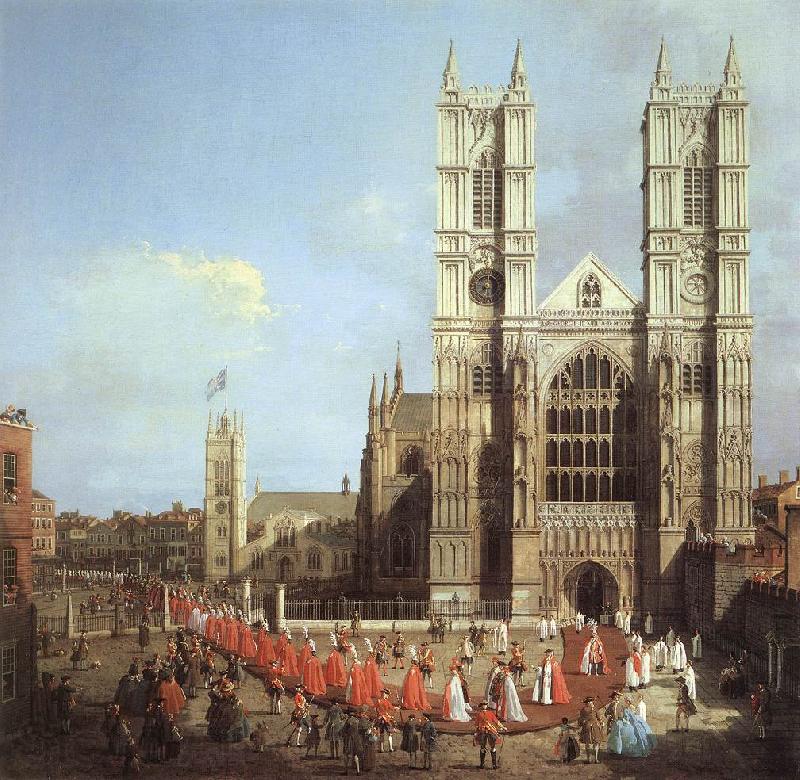 Canaletto London: Westminster Abbey, with a Procession of Knights of the Bath  f Norge oil painting art
