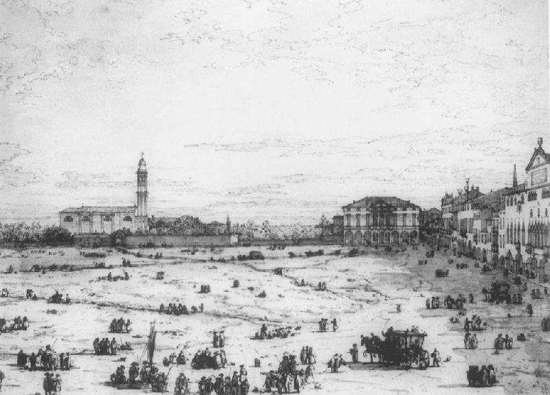 Canaletto Padua: The Prato della Valle with Santa Giustinia and the Church of Misericordia (sheet 2) cfsd