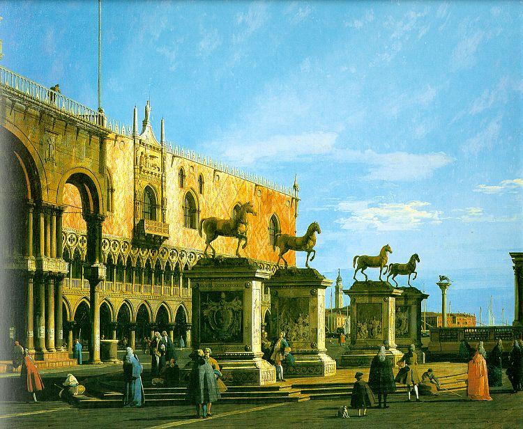 Canaletto Capriccio, The Horses of San Marco in the Piazzetta France oil painting art