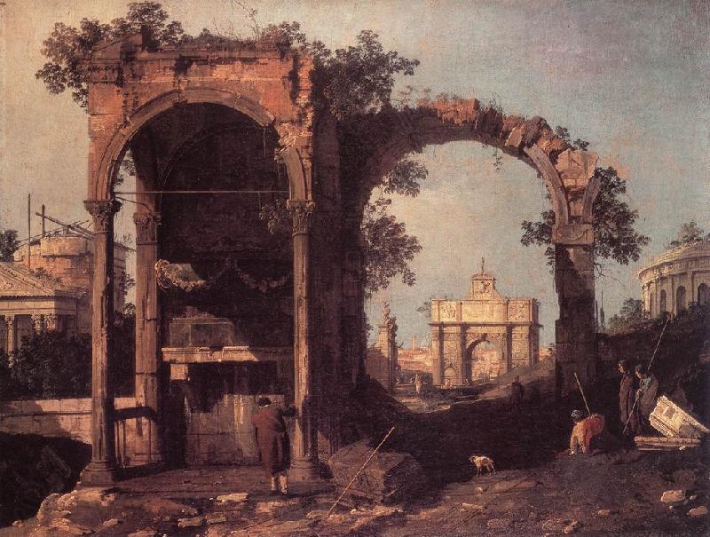Canaletto Capriccio: Ruins and Classic Buildings ds France oil painting art
