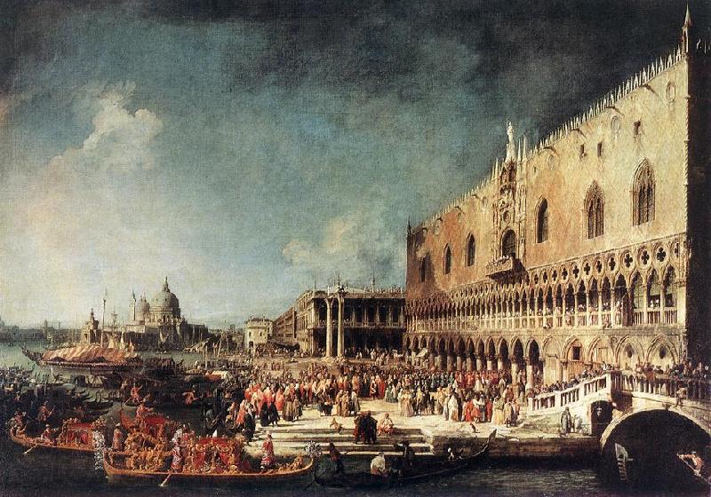 Canaletto Arrival of the French Ambassador in Venice d Norge oil painting art