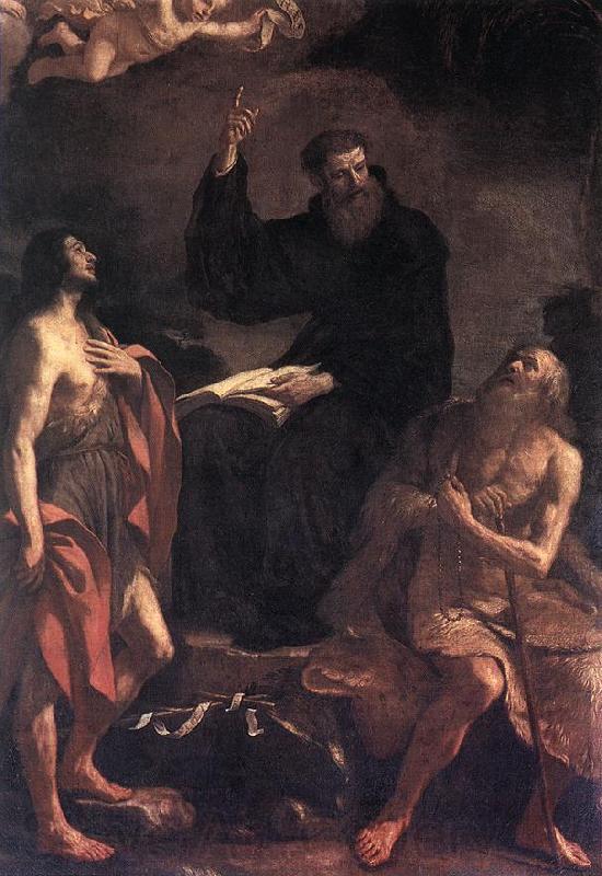 GUERCINO St Augustine, St John the Baptist and St Paul the Hermit hf France oil painting art