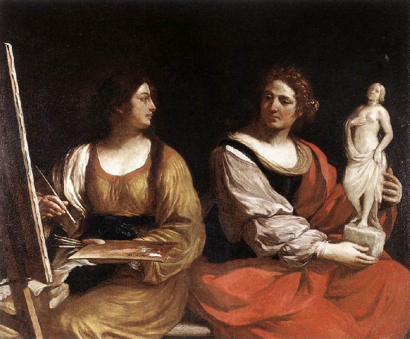 GUERCINO Allegory of Painting and Sculpture sdg Germany oil painting art