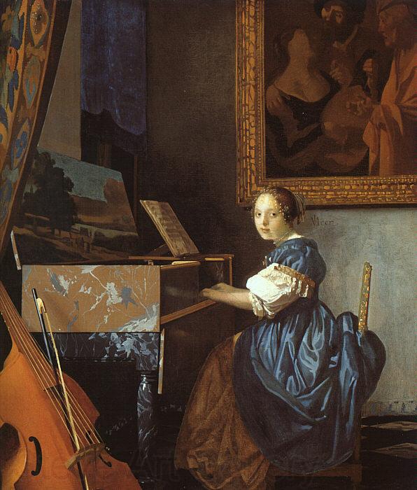 JanVermeer A Young Woman Seated at a Virginal Spain oil painting art