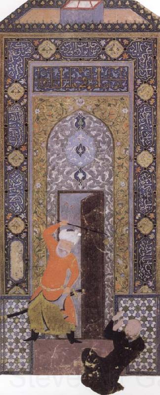 Bihzad The Gatekeeper denies entrance by one unworthy of the garden Norge oil painting art