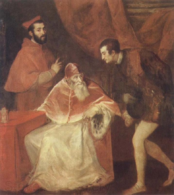 Titian Pope Paul III and his Cousins Alessandro and Ottavio Farneses of Youth Spain oil painting art