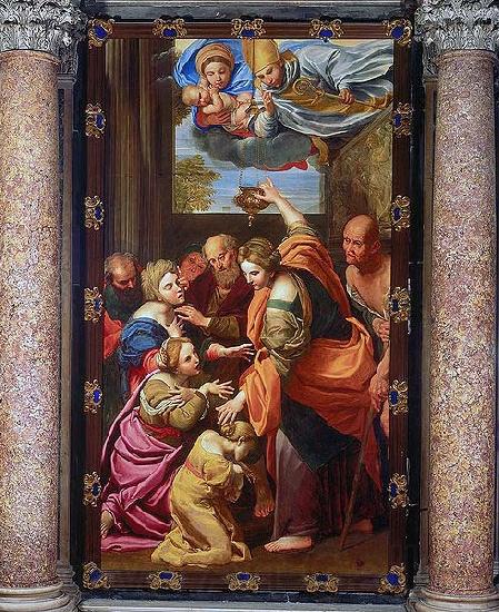 Domenichino Apparition of the Virgin and Child and San Gennaro at the Miraculous Oil Lamp Spain oil painting art