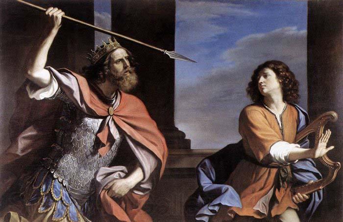 GUERCINO Saul Attacking David France oil painting art