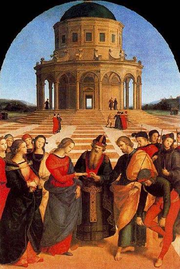 Raphael The Wedding of the Virgin, Raphael most sophisticated altarpiece of this period. Spain oil painting art