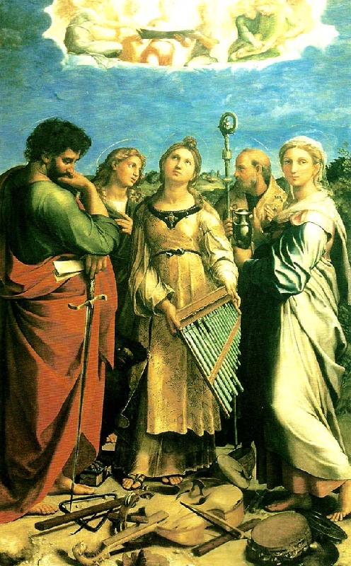 Raphael st. cecilia with ss. paul, john the evangelist, augustine and mary magdalen Norge oil painting art
