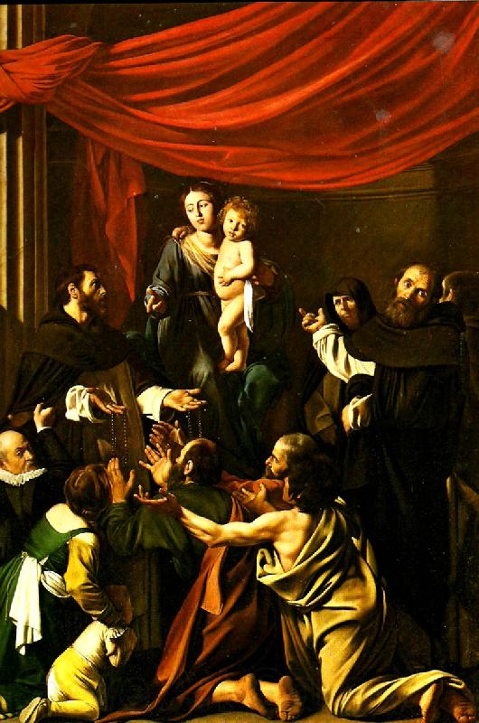 Caravaggio madonnan med rosenkransen Spain oil painting art