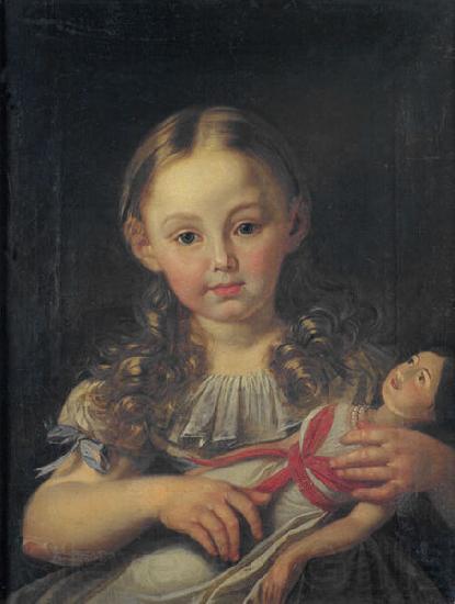 Anonymous Girl with a doll Norge oil painting art