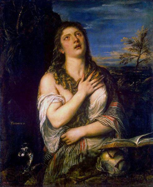 Titian Bubende Hl. Maria Magdalena Norge oil painting art