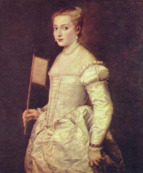 Titian Portrat einer Dame in Weib Spain oil painting art