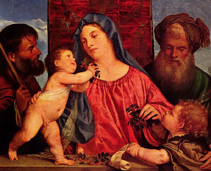 Titian Kirschen-Madonna Norge oil painting art
