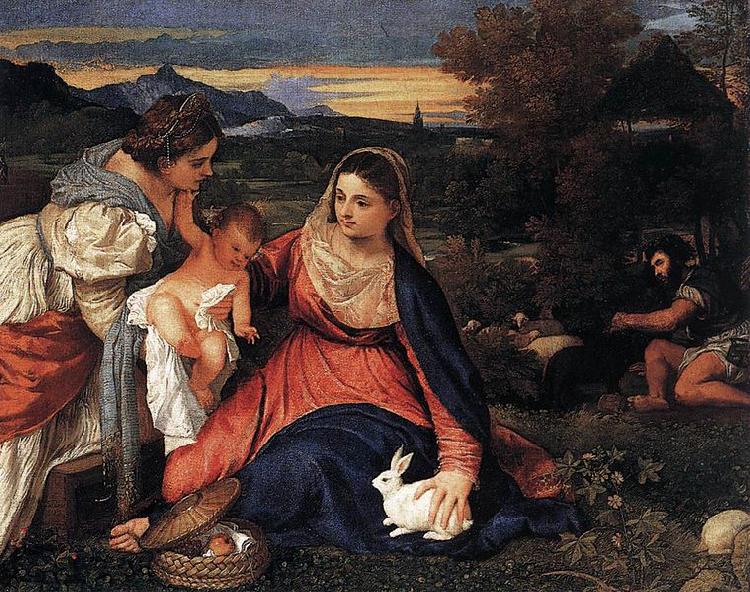 Titian Die Madonna mit dem Kaninchen Norge oil painting art