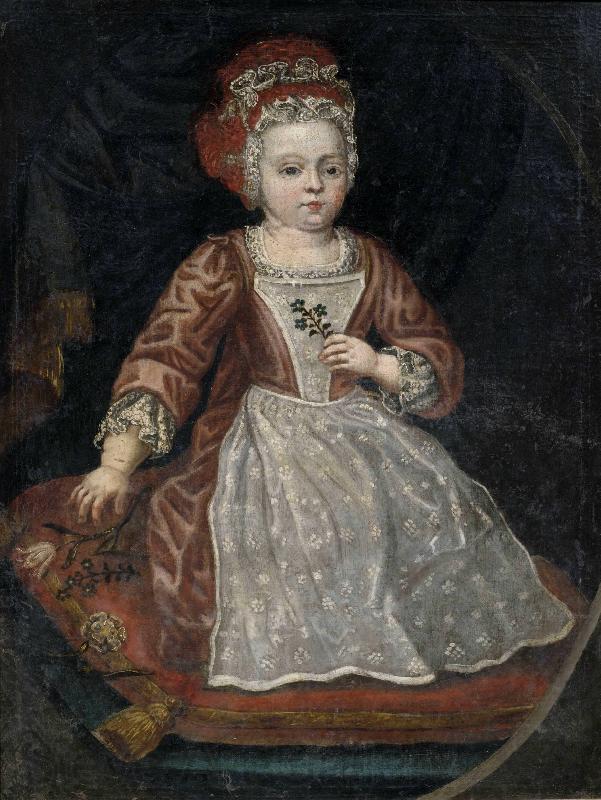 Anonymous Bildnis eines kleinen Madchens in rotem Kleid mit weiber Schurze Spain oil painting art