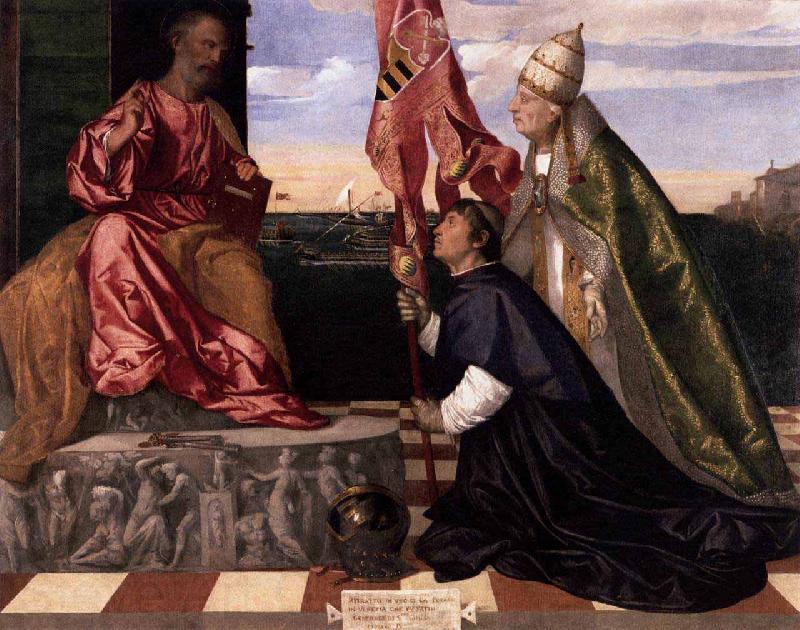 Titian Jacopo Pesaro being presented by Pope Alexander VI to Saint Peter Norge oil painting art