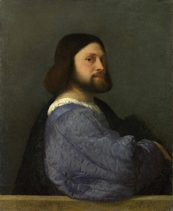 Titian A Man with a Quilted Sleeve Spain oil painting art