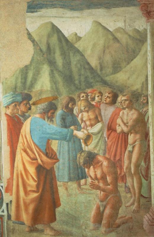 MASACCIO The Baptism of the Neophytes Spain oil painting art
