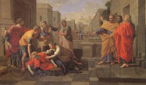 Poussin The Death of Sapphira (mk05) Norge oil painting art