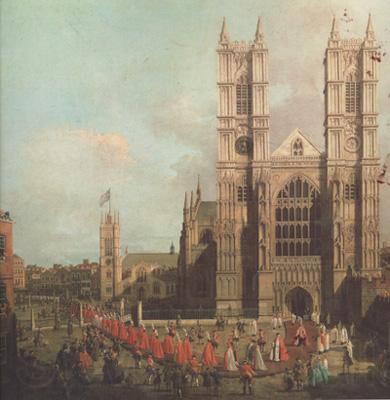 Canaletto L'abbazia di Westminster con la processione dei cavalieri dell'Ordine del Bagno (mk21) Spain oil painting art
